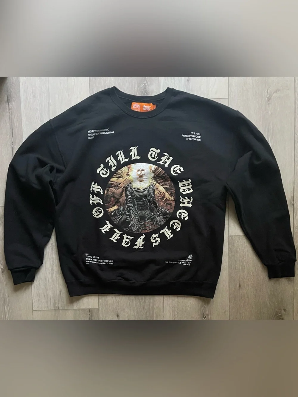 Darc Sport Ghost Rider Black Graphic Crewneck Sweater ๐บ ๐ฅ - Picture 1 of 4